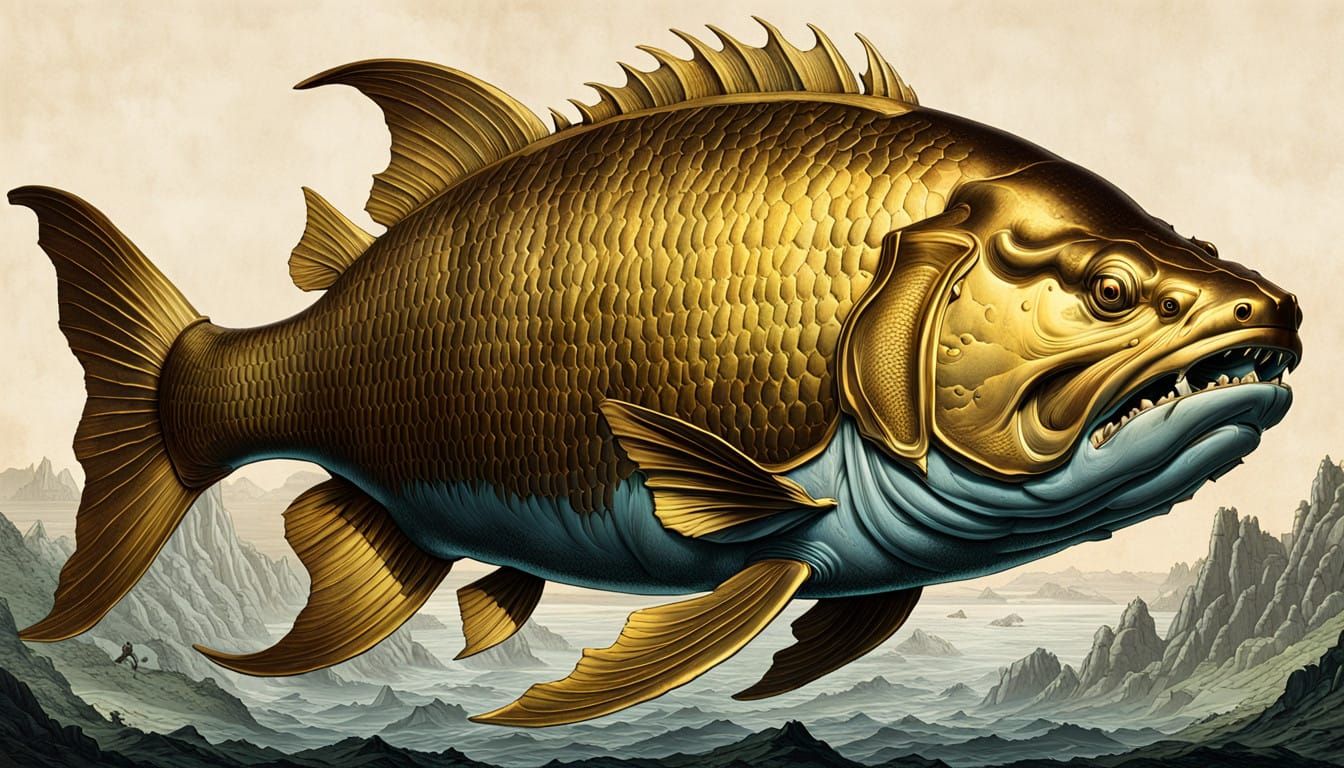 Ancient Fossil Illuminated in Baroque Atlas Landscape