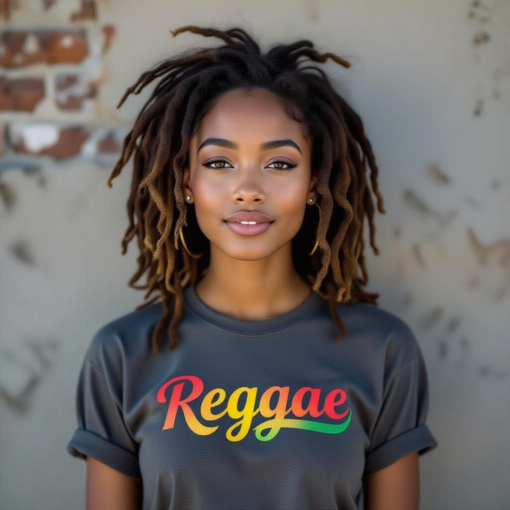 Young Woman with Reggae T-Shirt