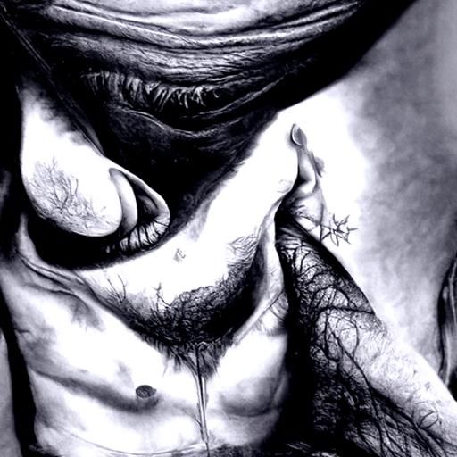 Charcoal Drawing: Men Screaming at the Stars