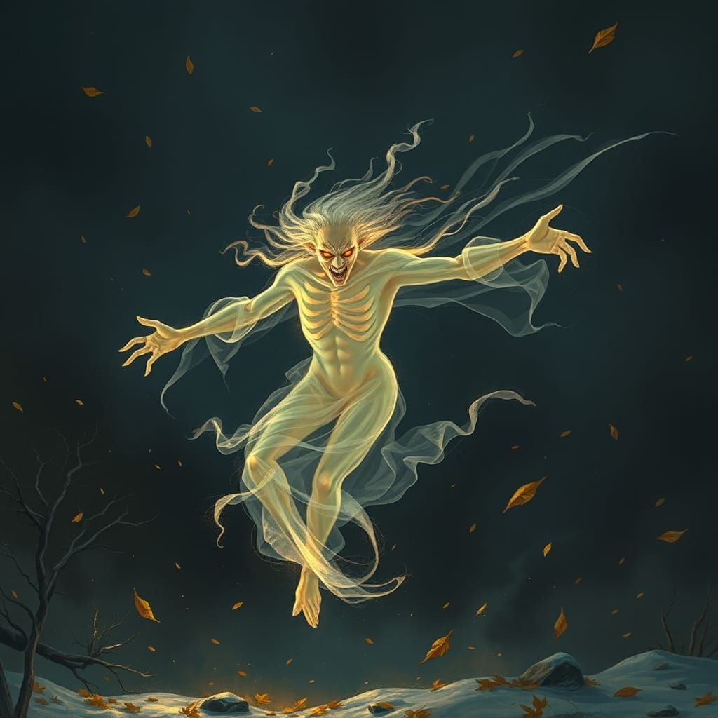 Vengeful Wind Spirit in the Autumn Night