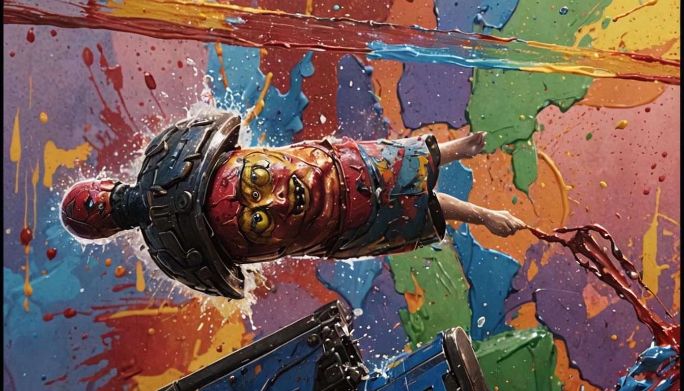 Hyperrealistic Portrait with Colorful Splash Art Background