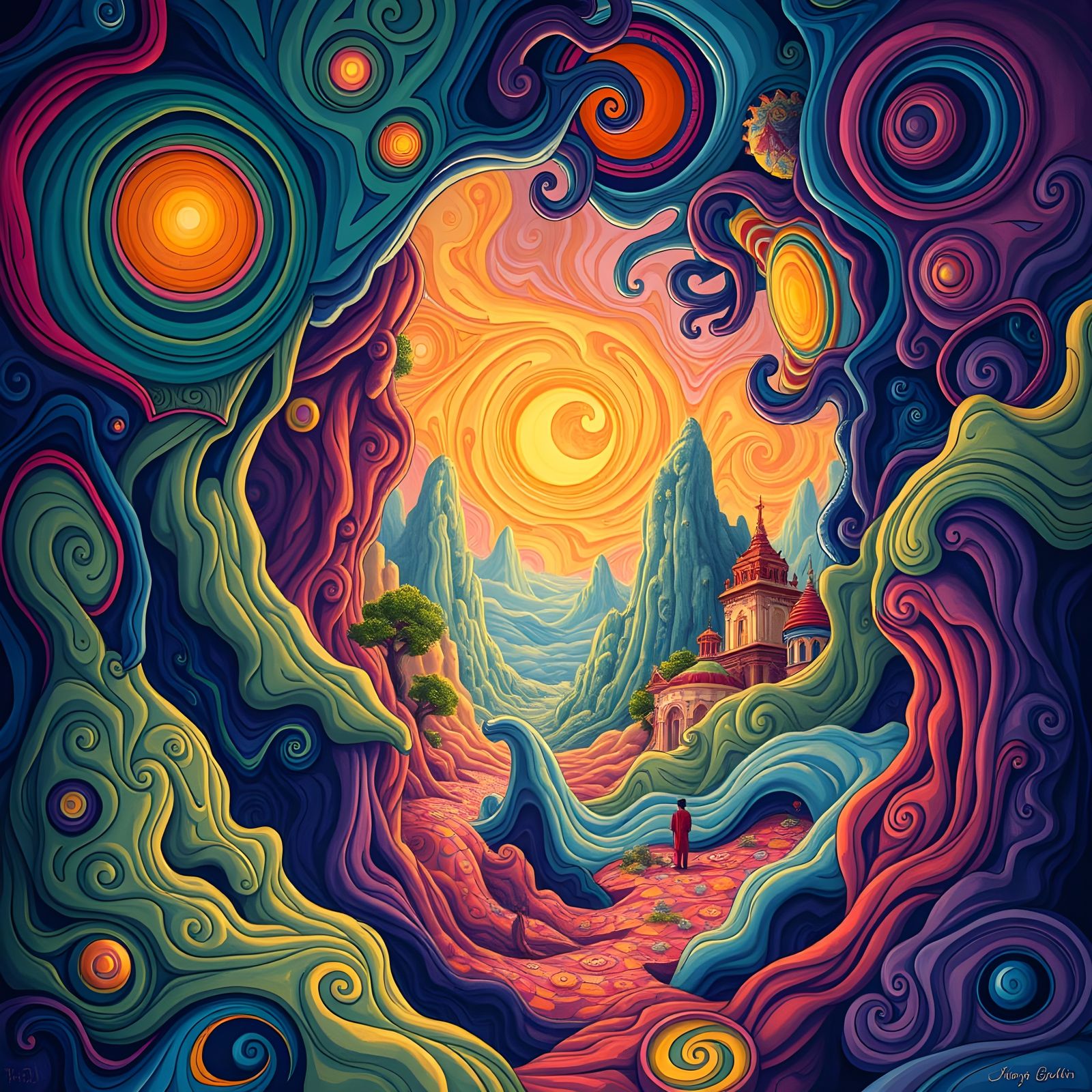 Cosmic Abstraction in Vibrant Complementary Hues