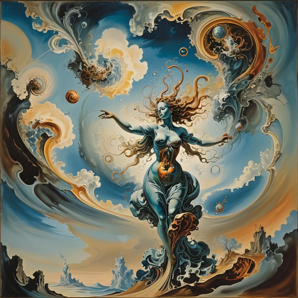 Surreal Landscape with Elastic Flora and Metallic Sky