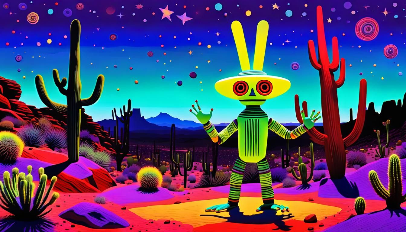 Surreal Desert Dreamscapes in Neon Hues