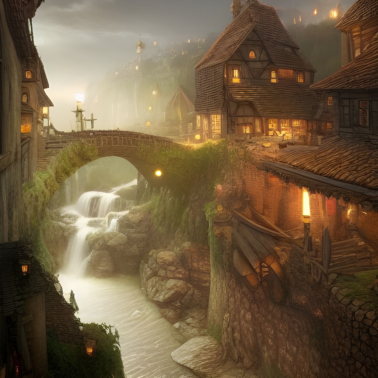 Enlightened Fantasy Village with Medieval Bazaar