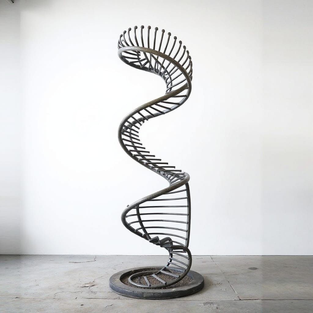 Surreal Minimalist Sculpture of Infinite Spring Spiral Stair...
