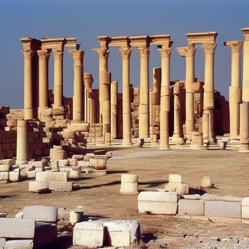 Surreal City Ruins Landscape Inspired by Chagall