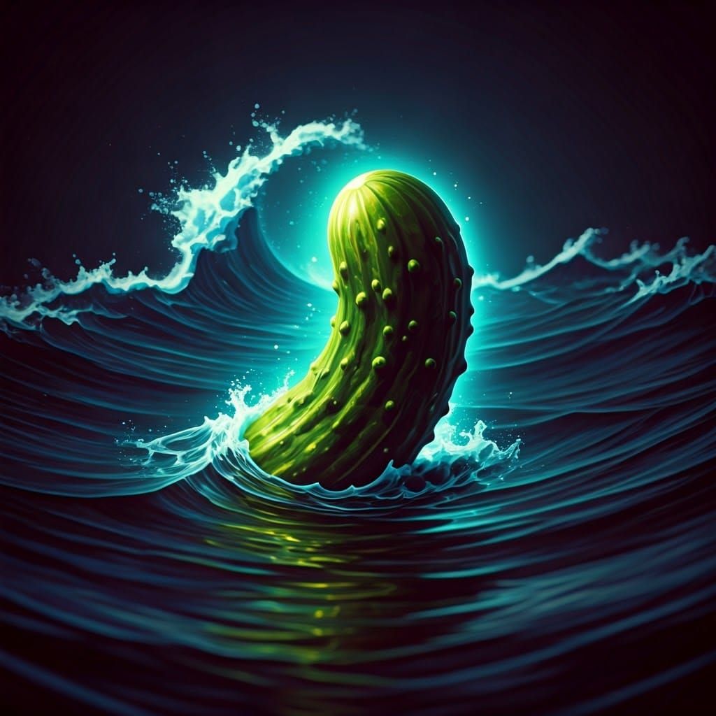Luminescent Pickle in Neo-Cubist Art Deco Style