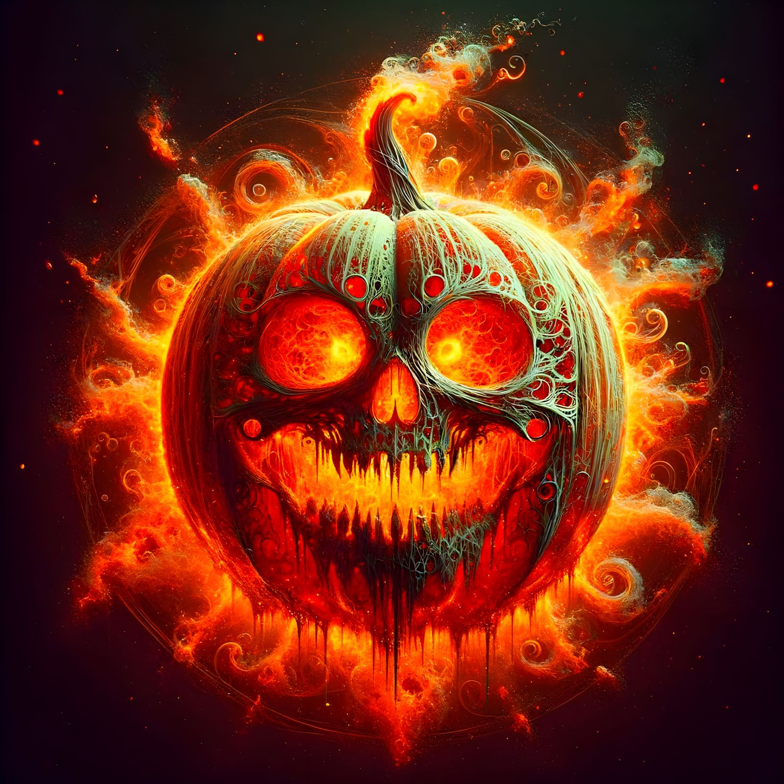 Spectral Fiery Pumpkin King Halloween Figure