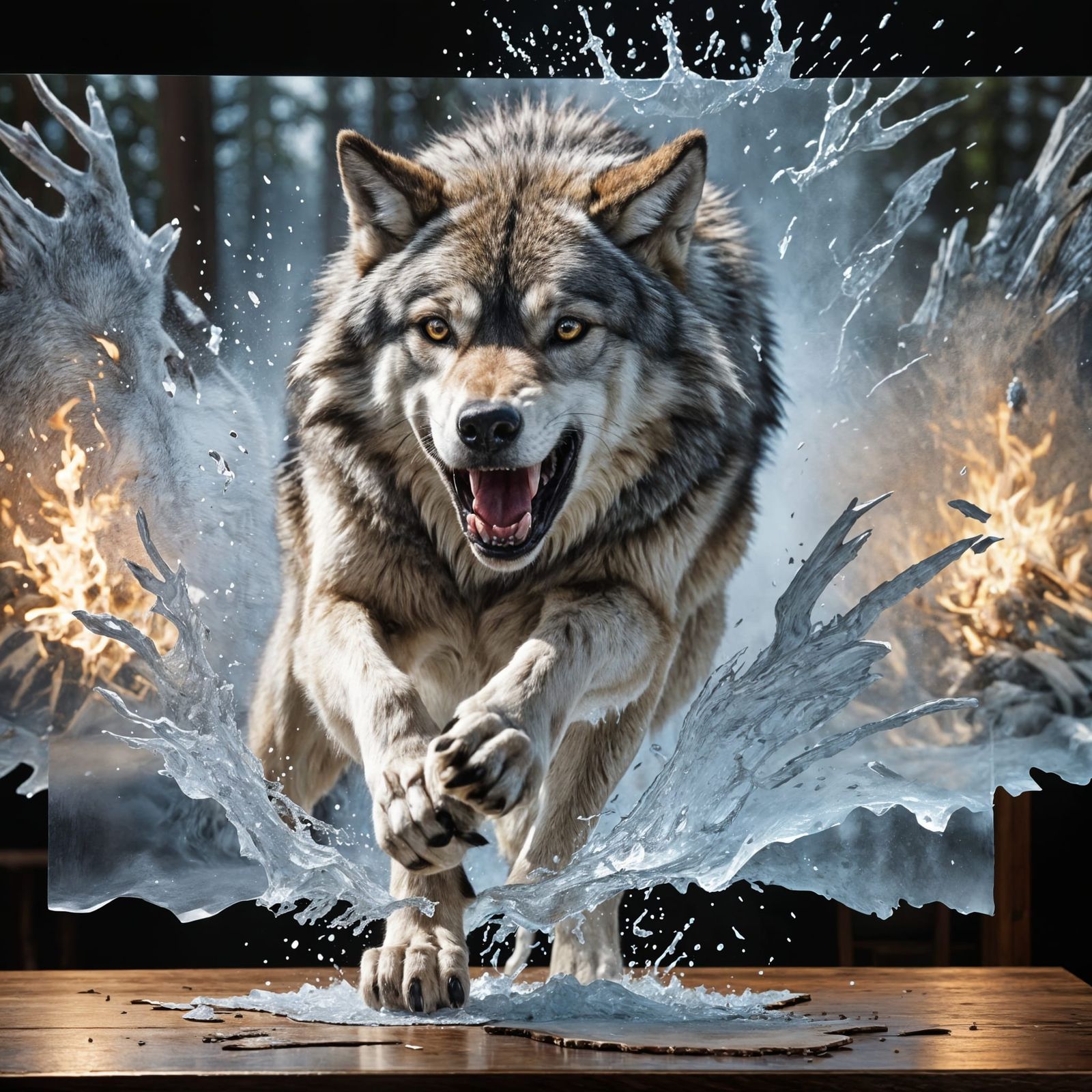 Timber Wolf Leaps from Screen in Photorealistic Detail