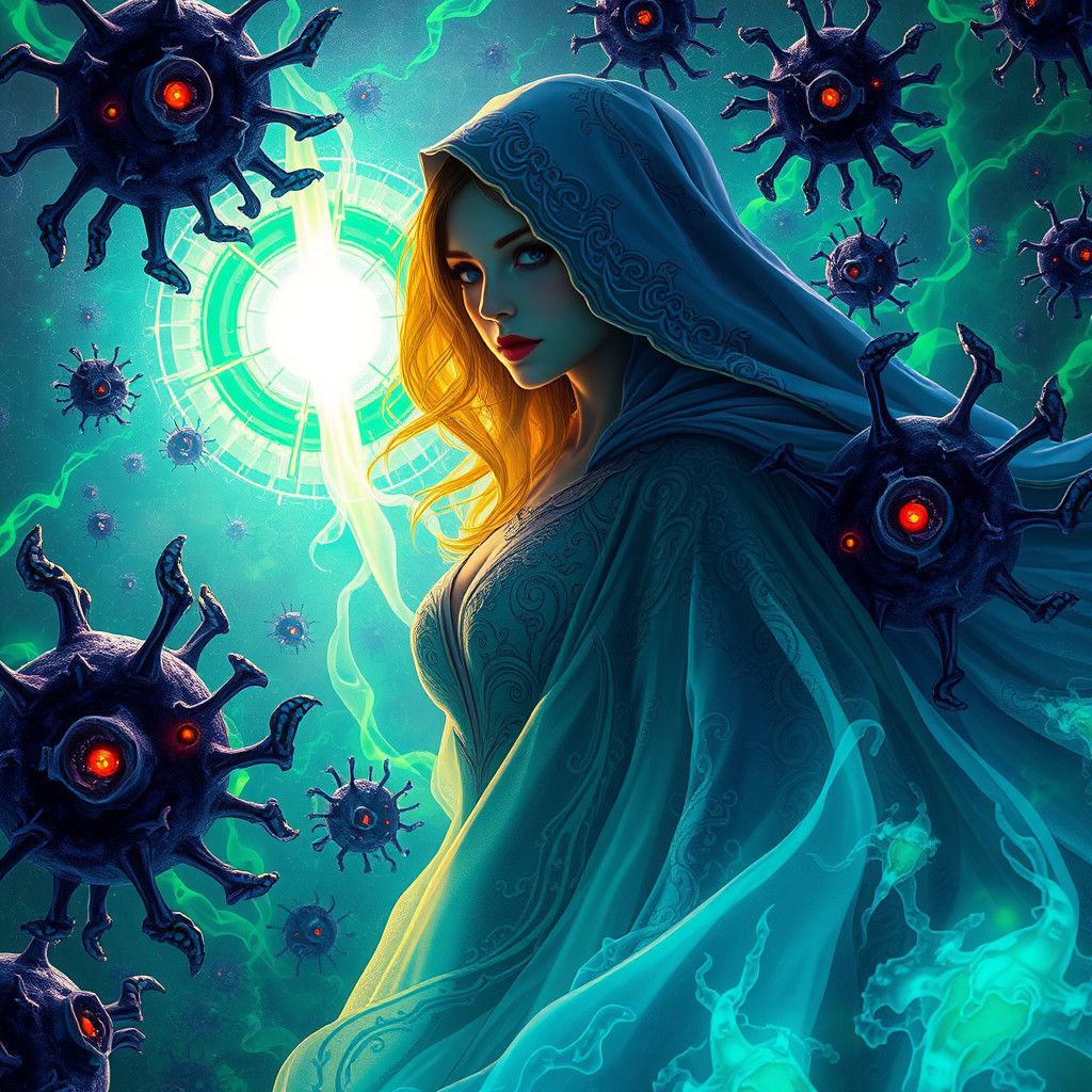 Ethereal Woman in Molecular World, Hyperdetailed Fantasy