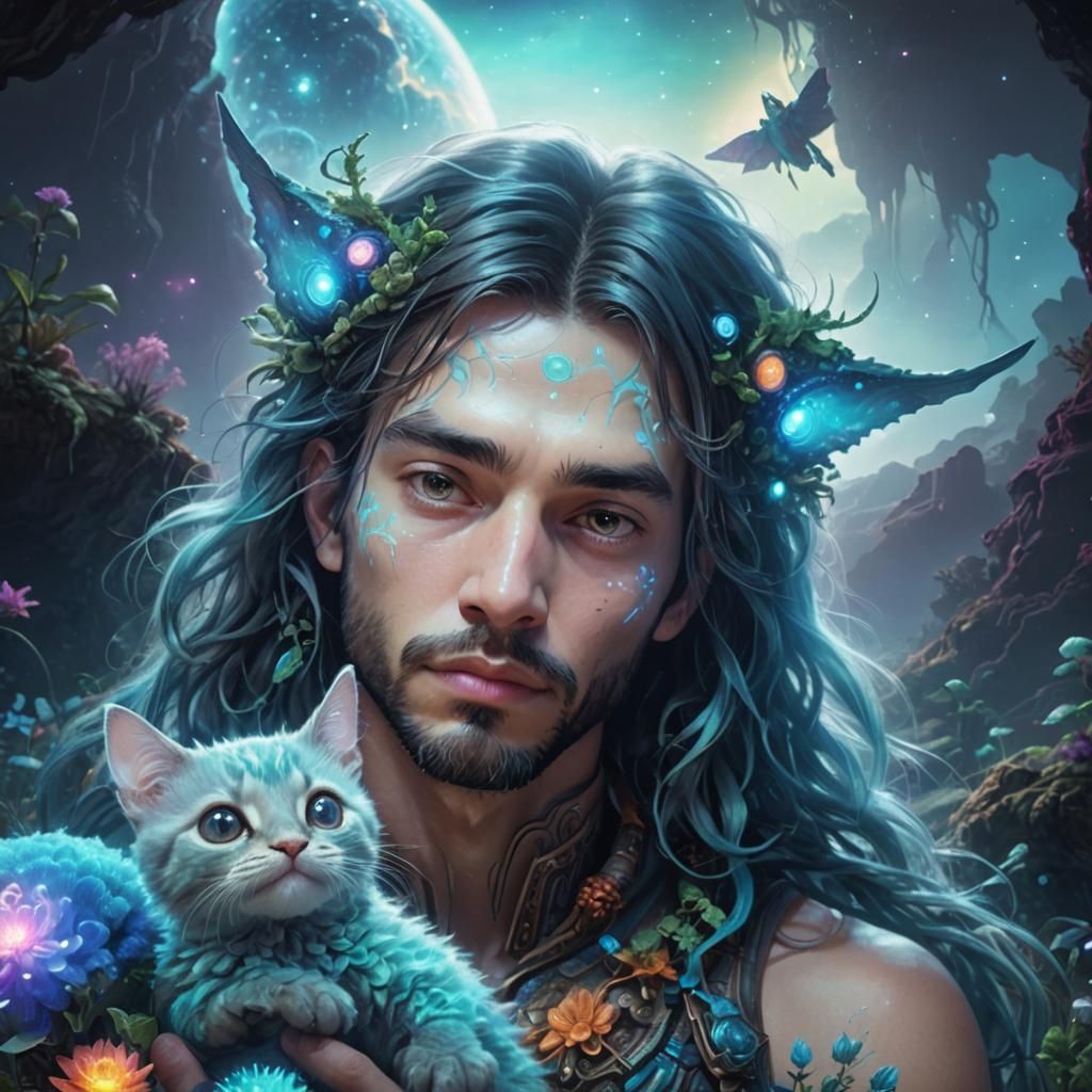 Fantasy Gentleman in Extraterrestrial Landscape: Digital Art