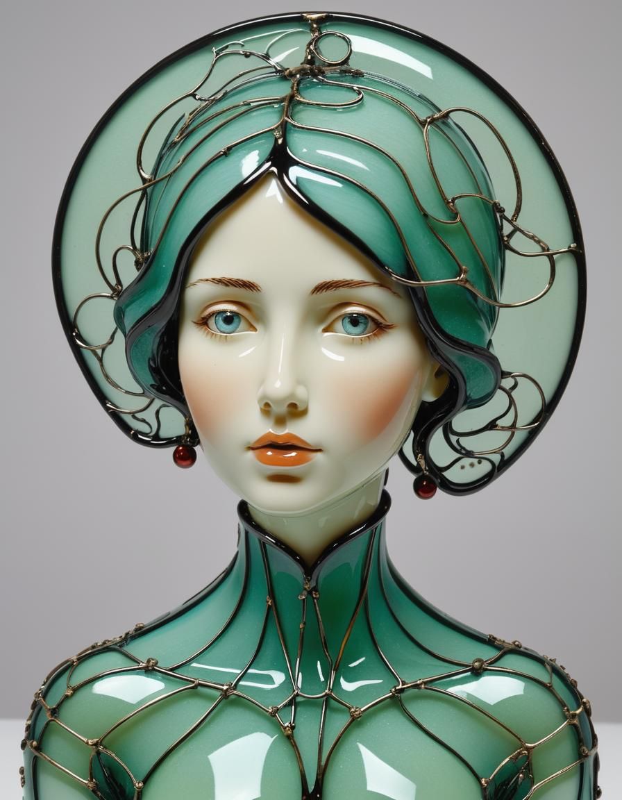 Enameled Glass Figure Art