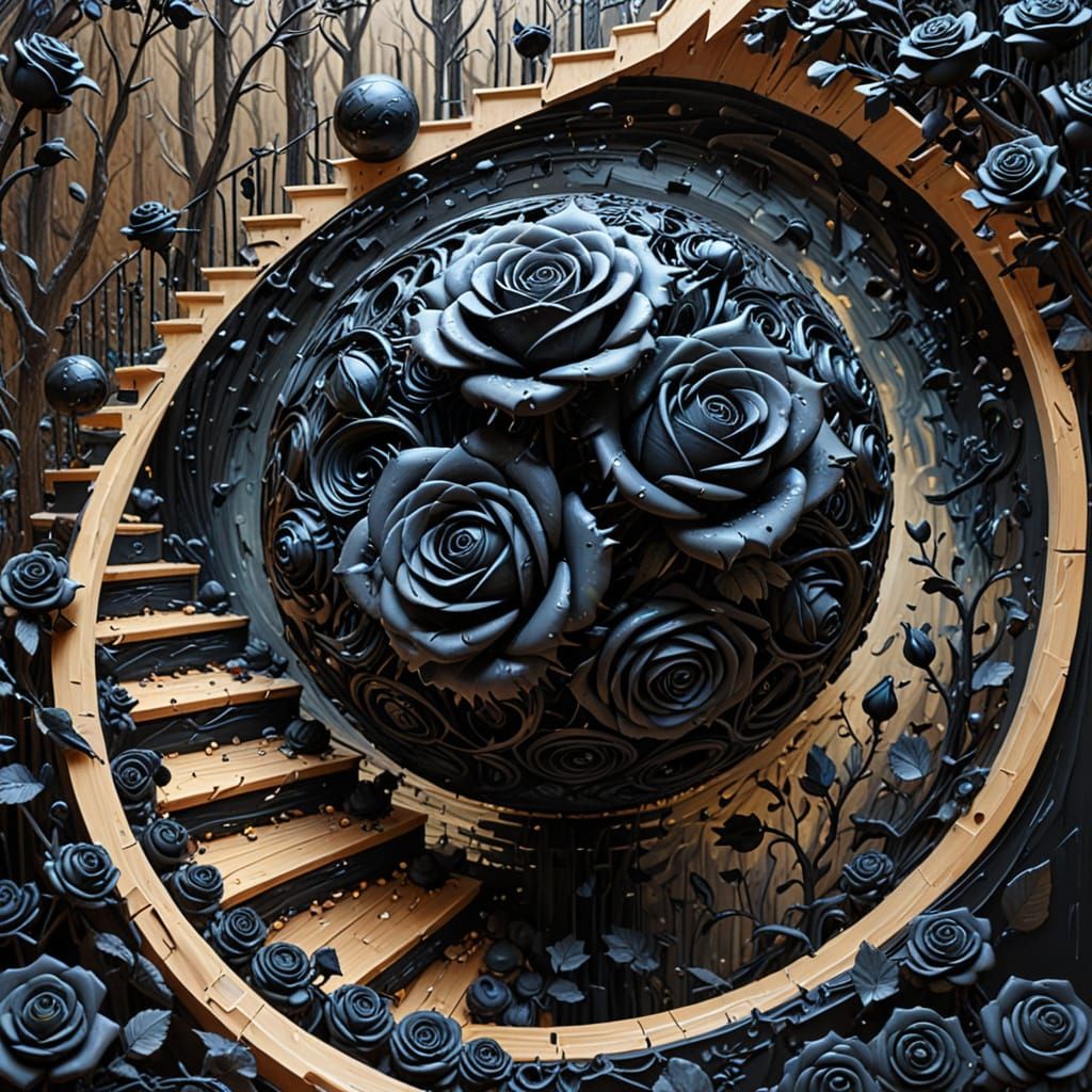 Impasto 3D Vortex on the Stairway to Nowhere