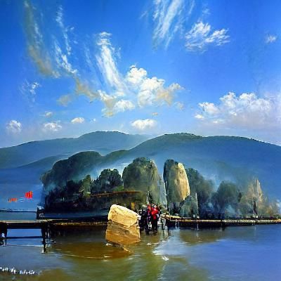 Bailuzhou Island Oil Painting in Gurney Style