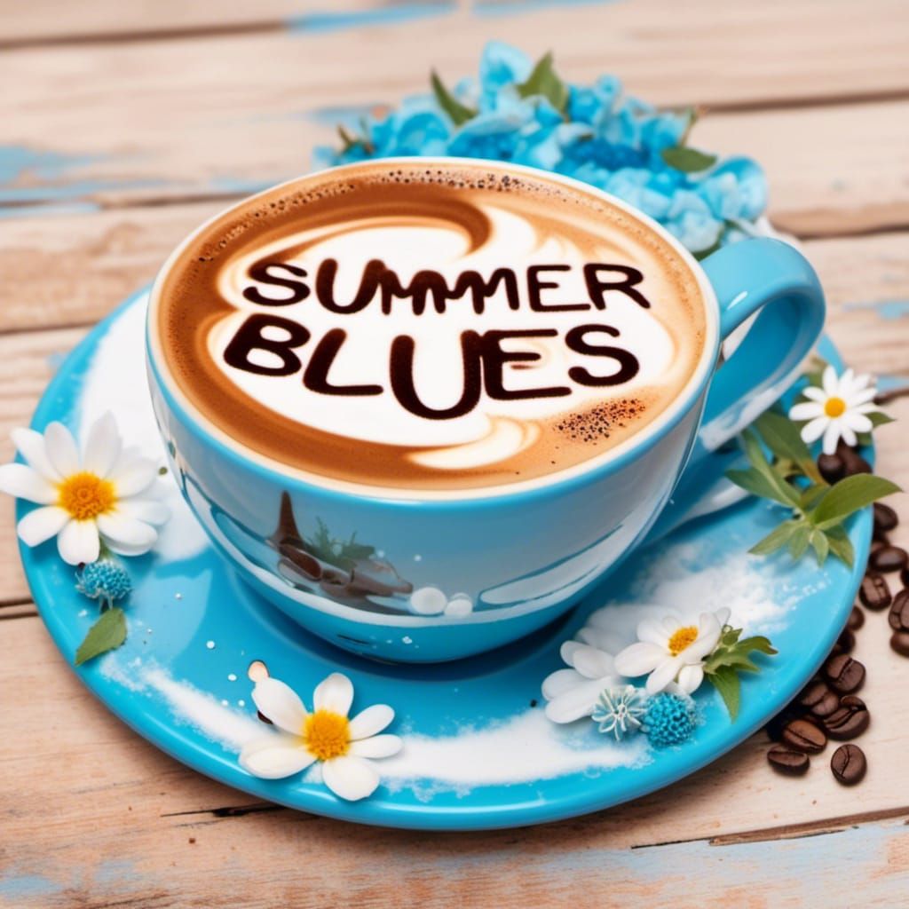 Latte Art: Summer Blues in Coffee Foam