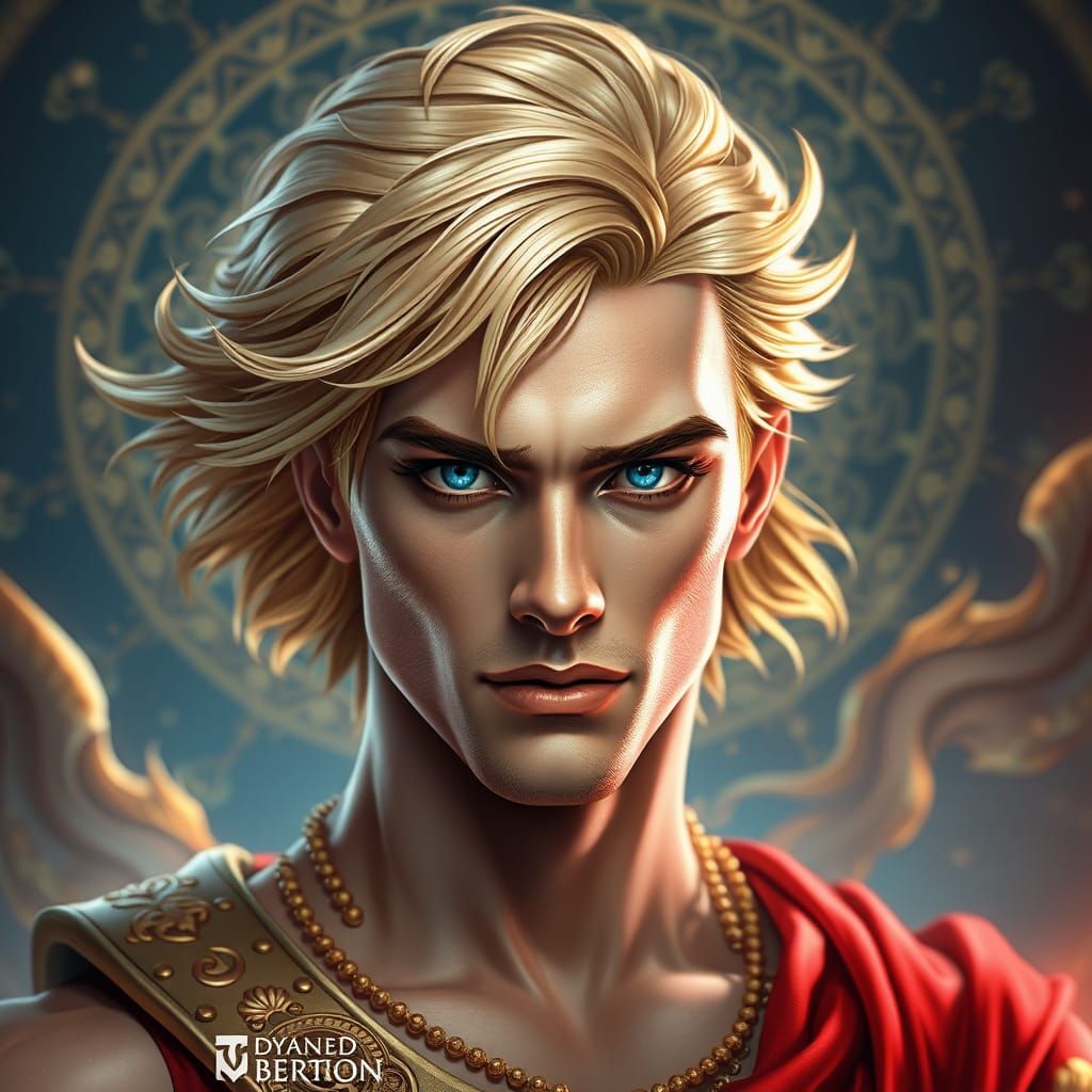 Regal Male Deity in Art Nouveau Style