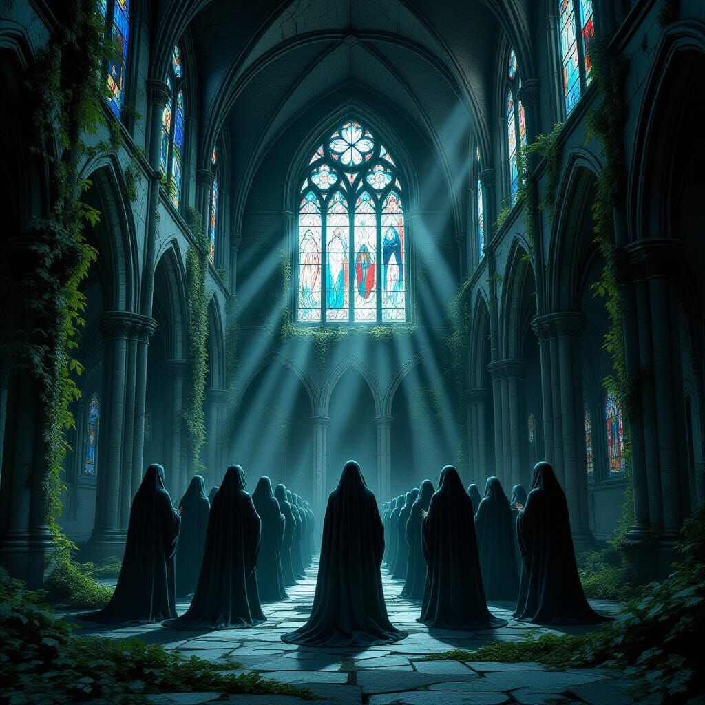 Forgotten Choir in Gothic Cathedral Ruins