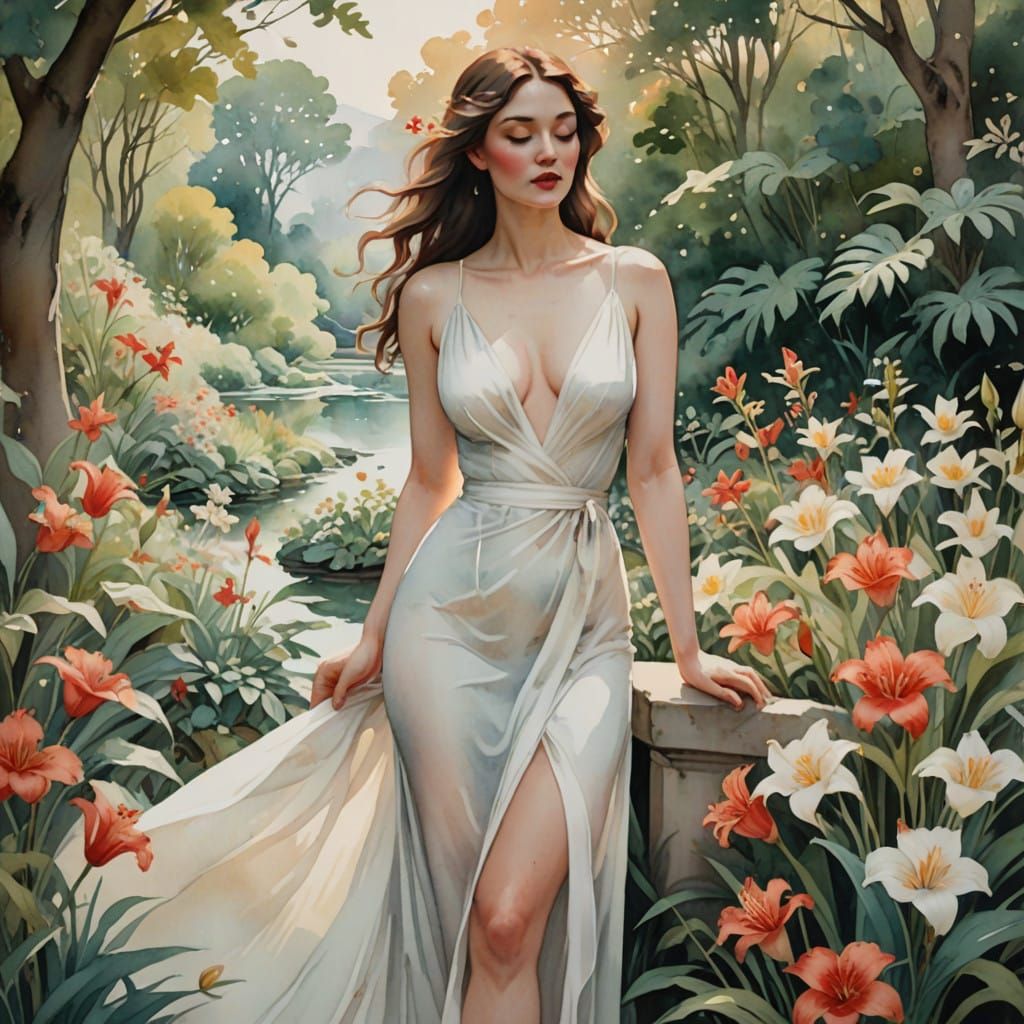 Whispering Garden Beauty in Watercolour