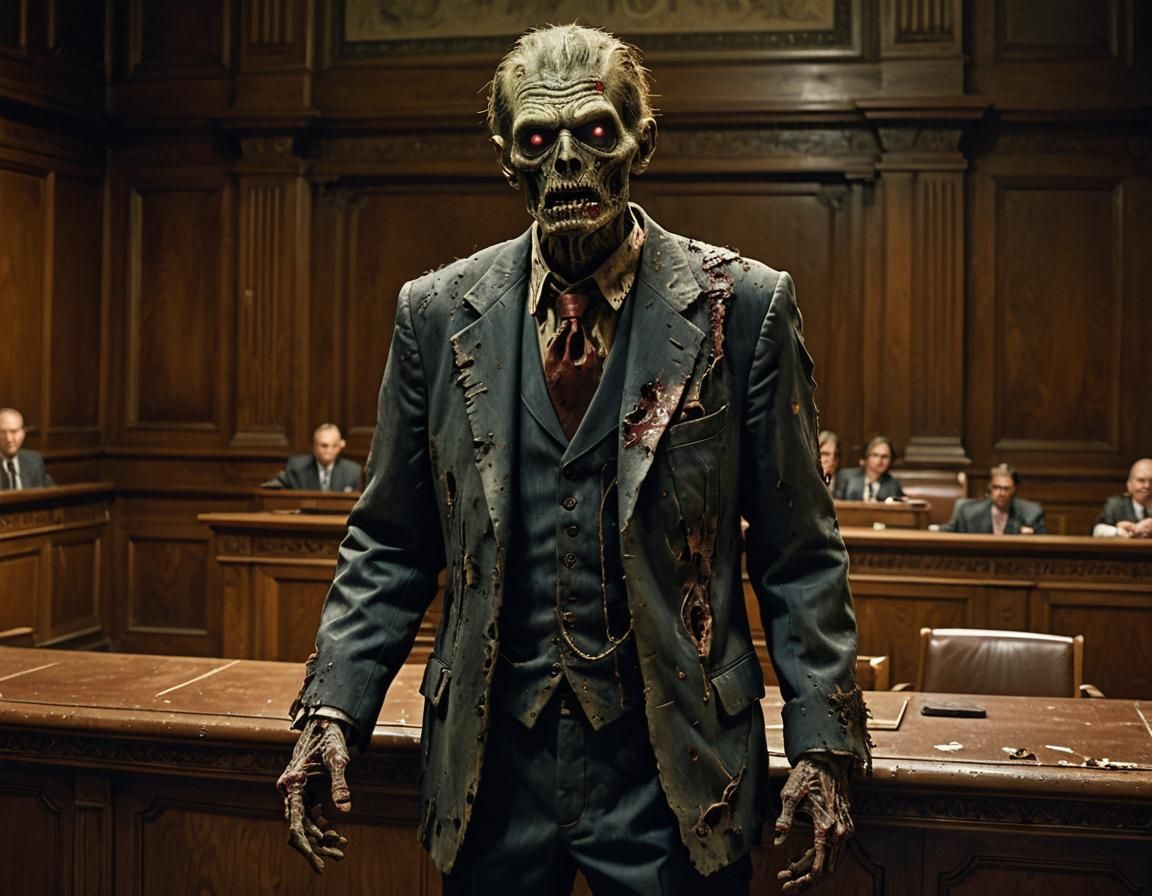 Zombie Courtroom Drama in Detailed Matte Painting
