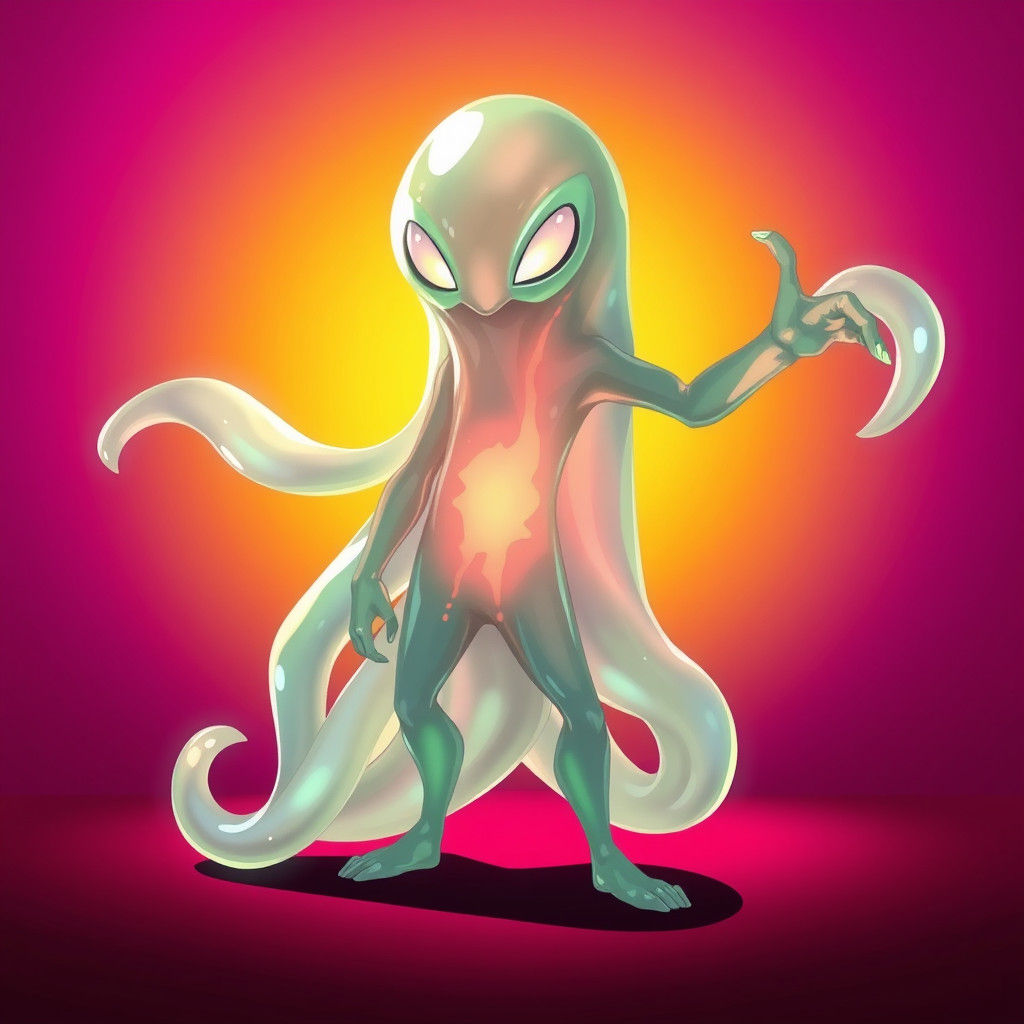 Translucent Humanoid Slime in Anime Style