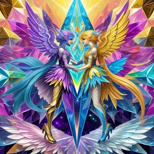 Mythical Crystal Creatures in Cubist Style