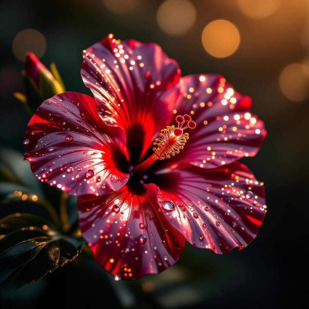 Metallic Hibiscus Flower in Dramatic Studio Lighting