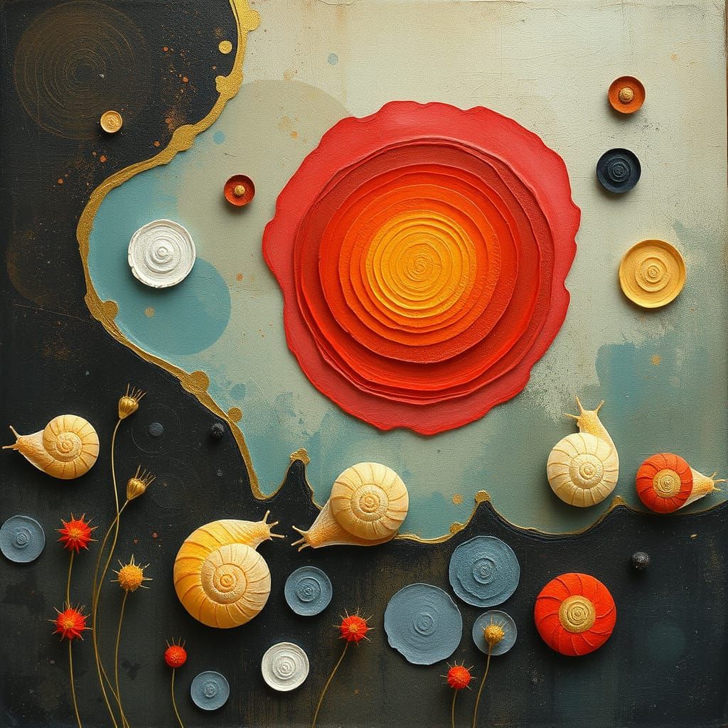 Elemental Snails in Abstract Dreamscape Style