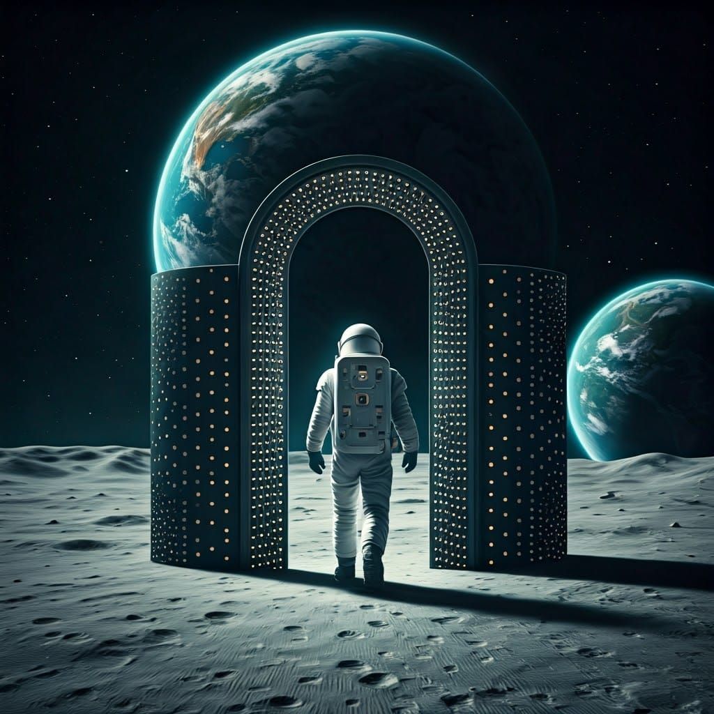 Astronaut Finds Polka-Dotted Portal on the Moon