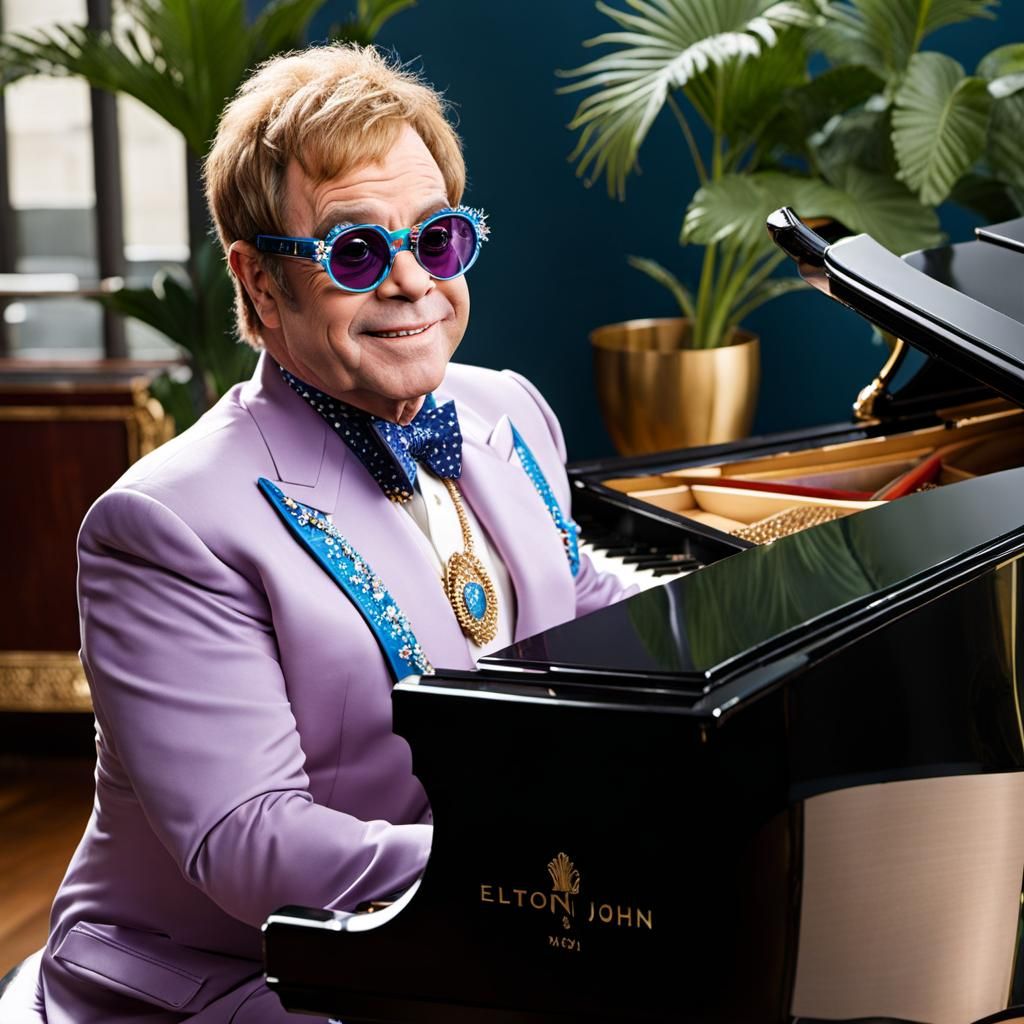 Energetic Piano Player with Bold Glasses