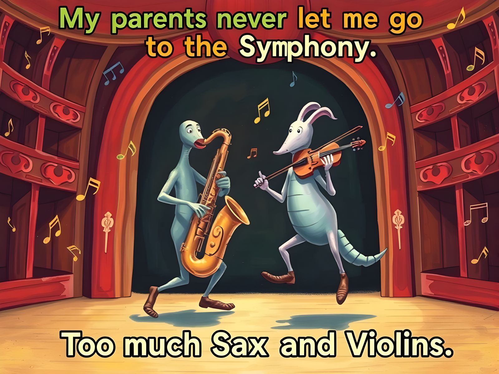 Musical Dance-Off Between Saxophone and Violin