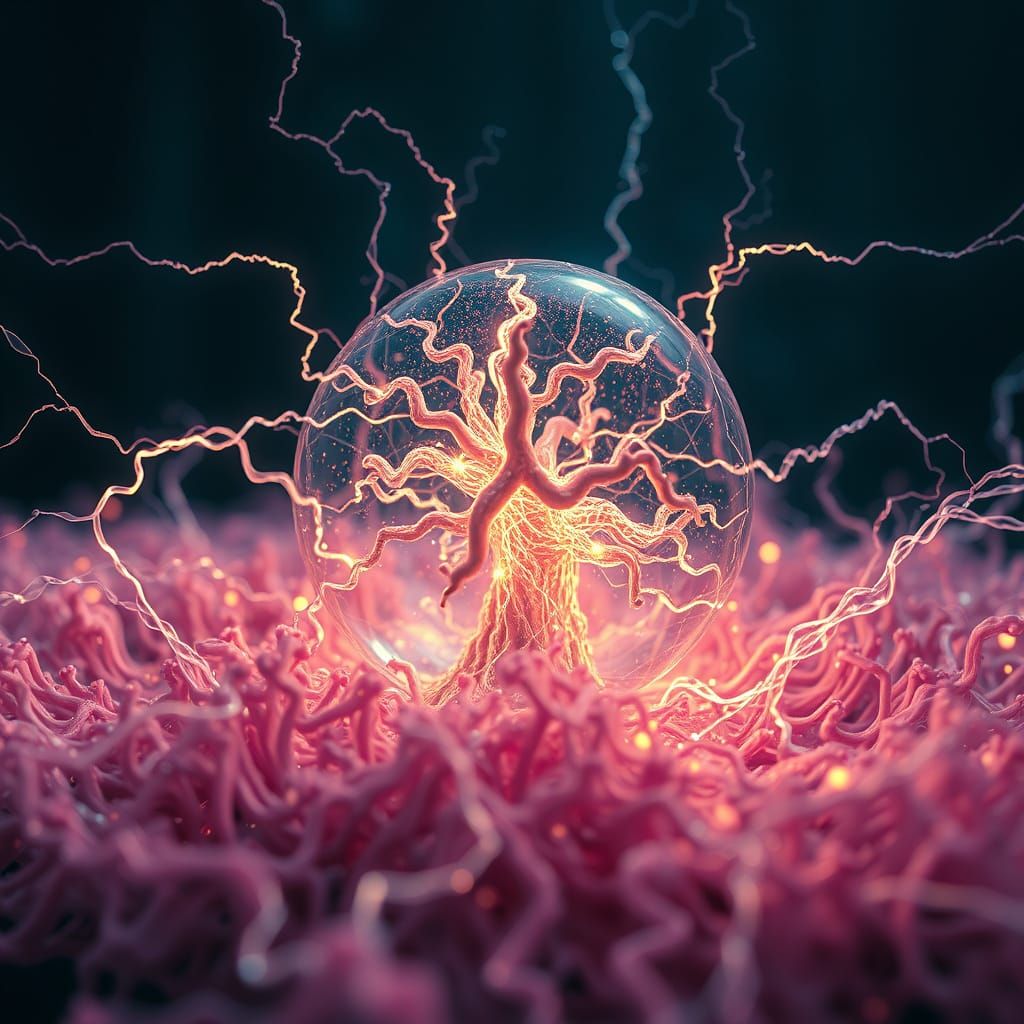 Ethereal Fractal Landscape in a Mycelium Network