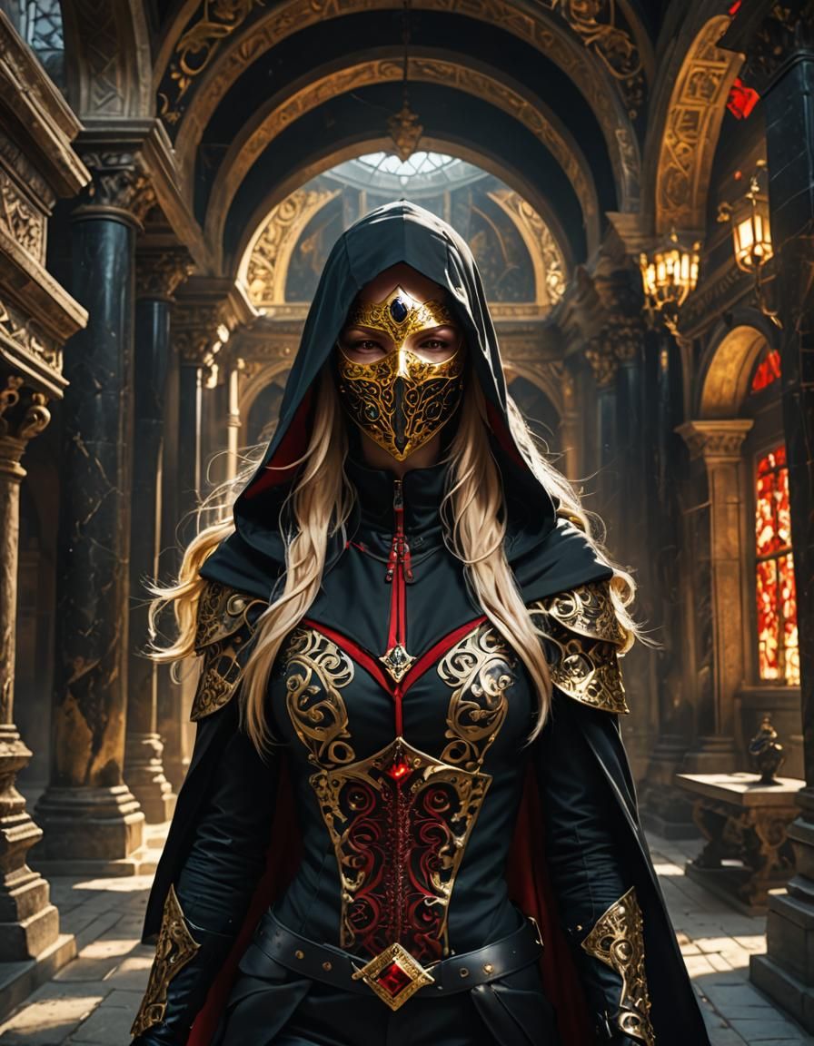 Fantasy Assassin in Baroque-Inspired Digital Art