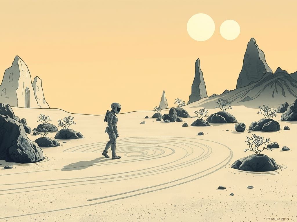 Futuristic Zen Garden on a Distant Planet