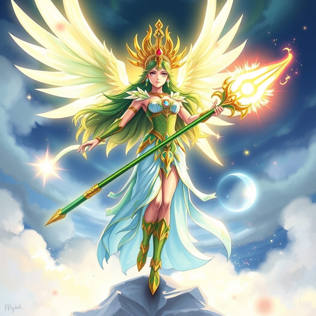 Palutena Goddess of Light in Elegant Watercolor Style