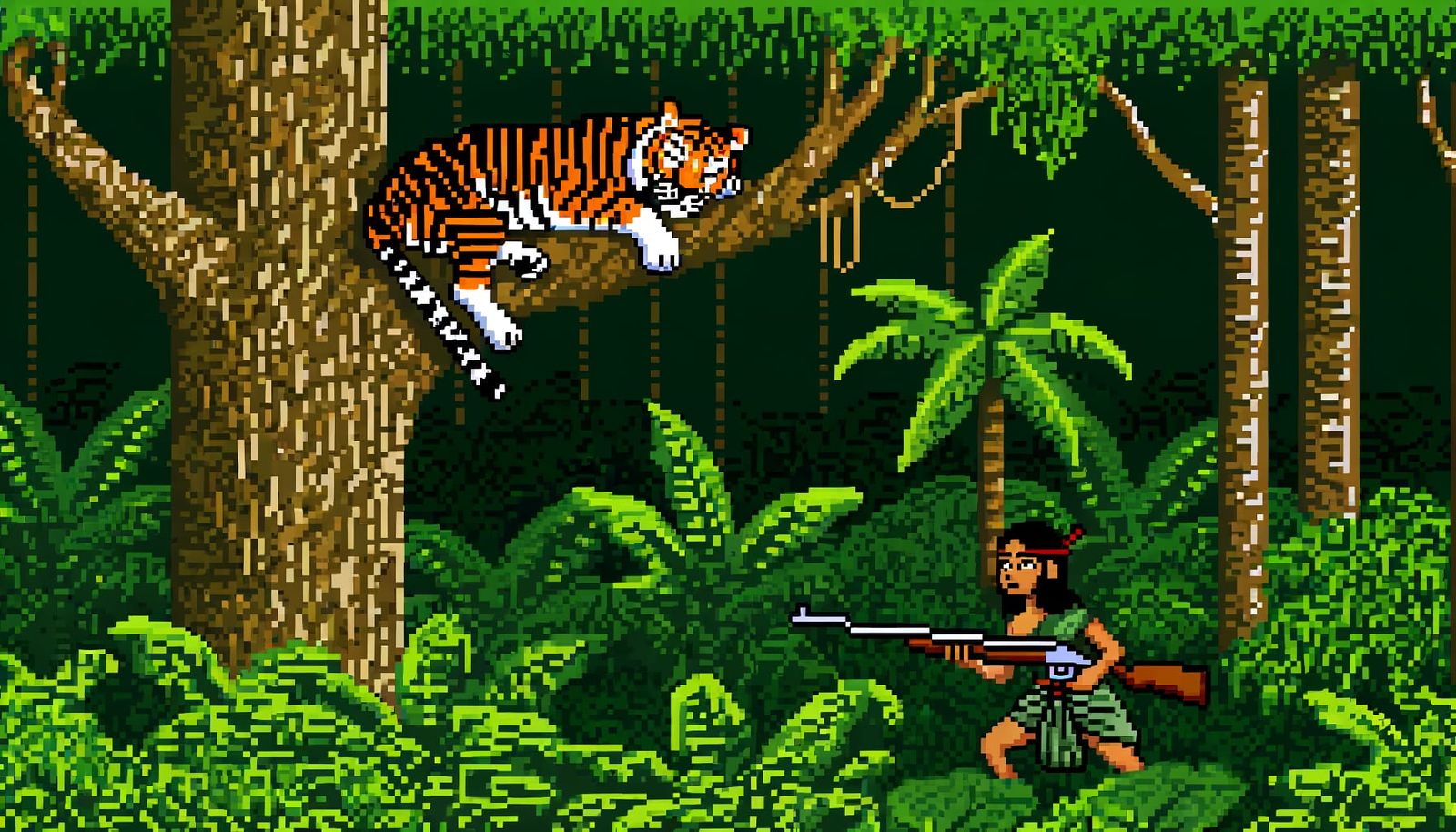 8-Bit Tiger in Jungle Haven