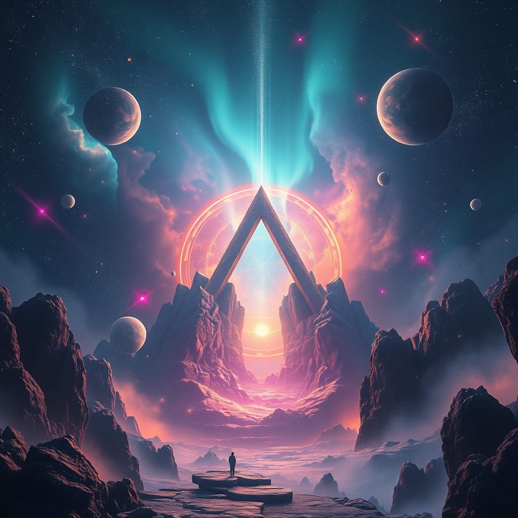 Ethereal Portal in a Nebula Scene, Inspired by Fantasy Conce...