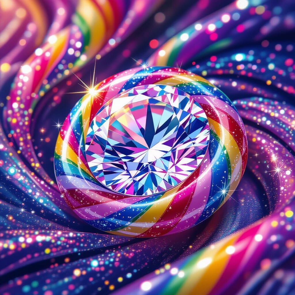 Psychedelic Crystal Gem in Dreamy Style