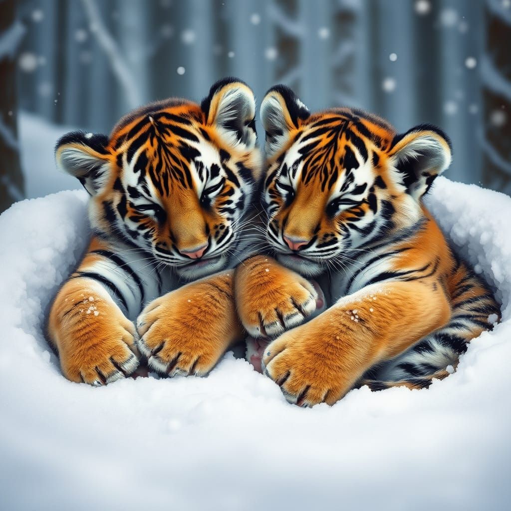 🥉tiger cubs sleeping