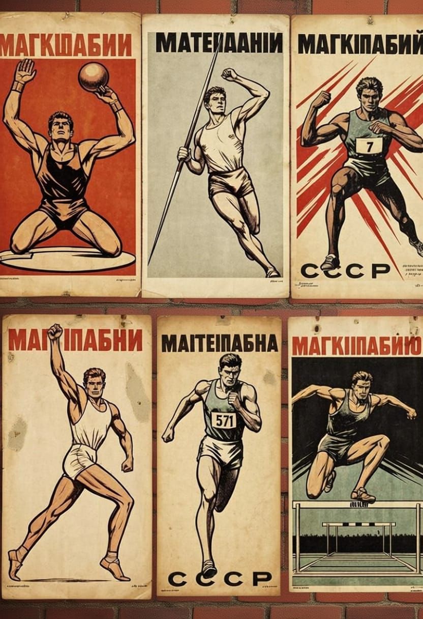 Vintage Soviet Sports Propaganda Posters