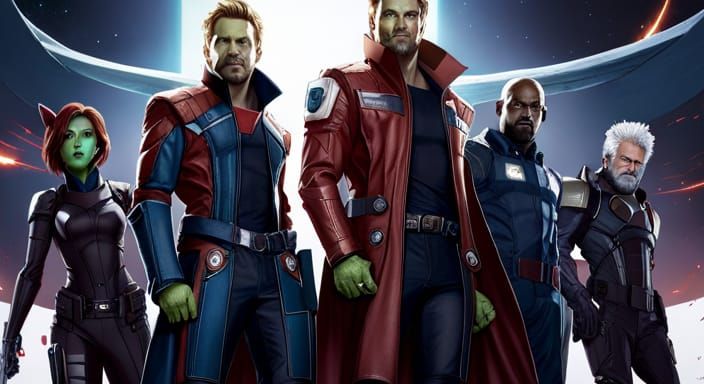 Guardians of the Galaxy in Rococo Art Nouveau Style