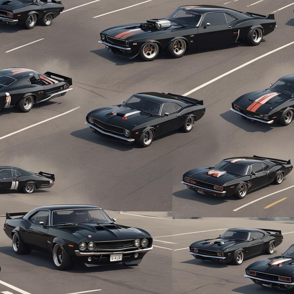 Futuristic Retro Muscle Car in 3D Anime Style