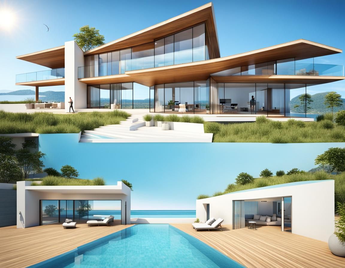 Modern Beach House with Solar Panels