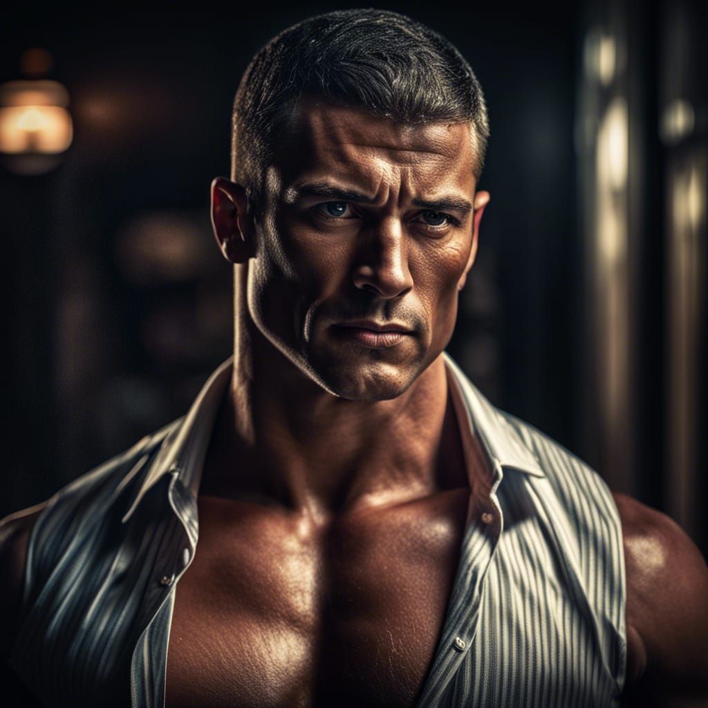 Hyperrealistic Portrait of a Handsome Mobster