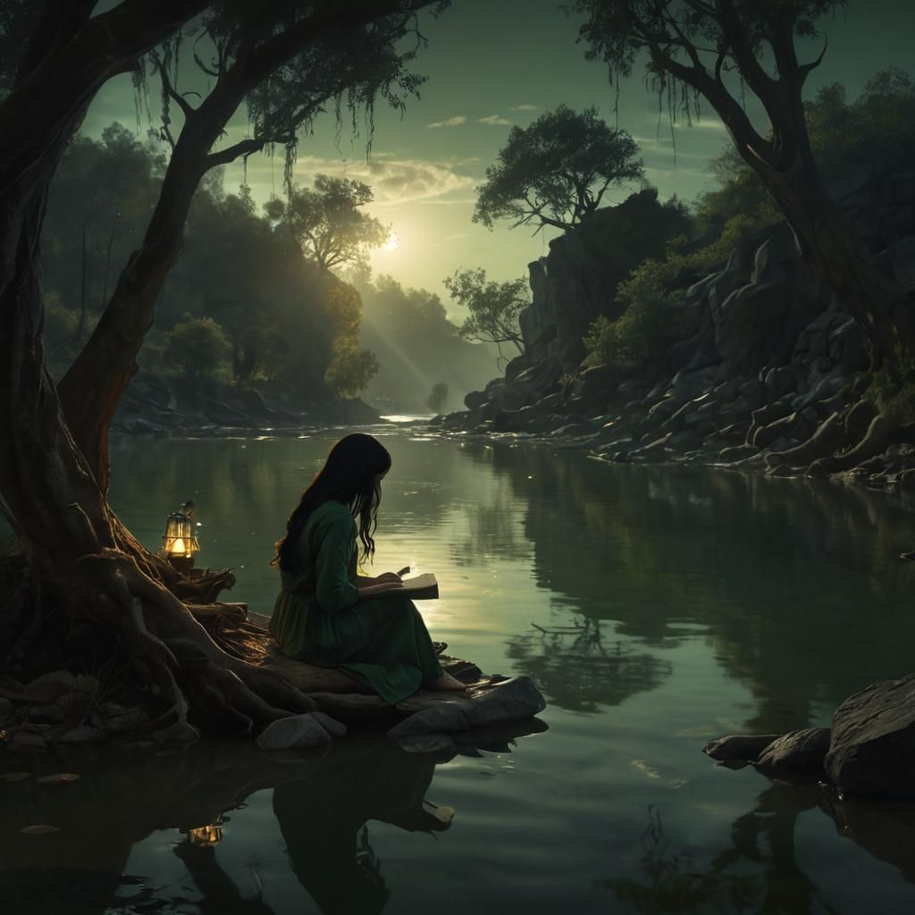 Gothic Water's Edge: A Haunting Scene