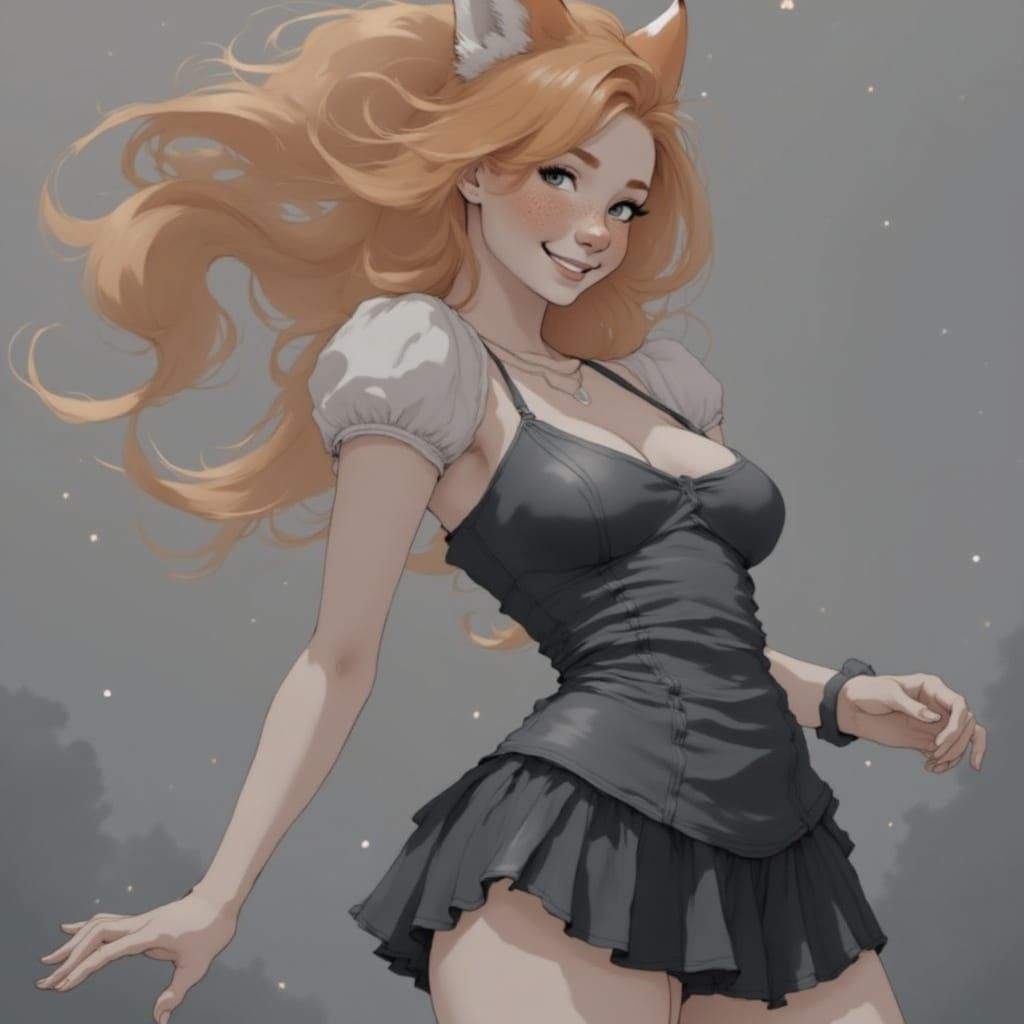 Fox-girl Vixen modeling for a fashion magazine.