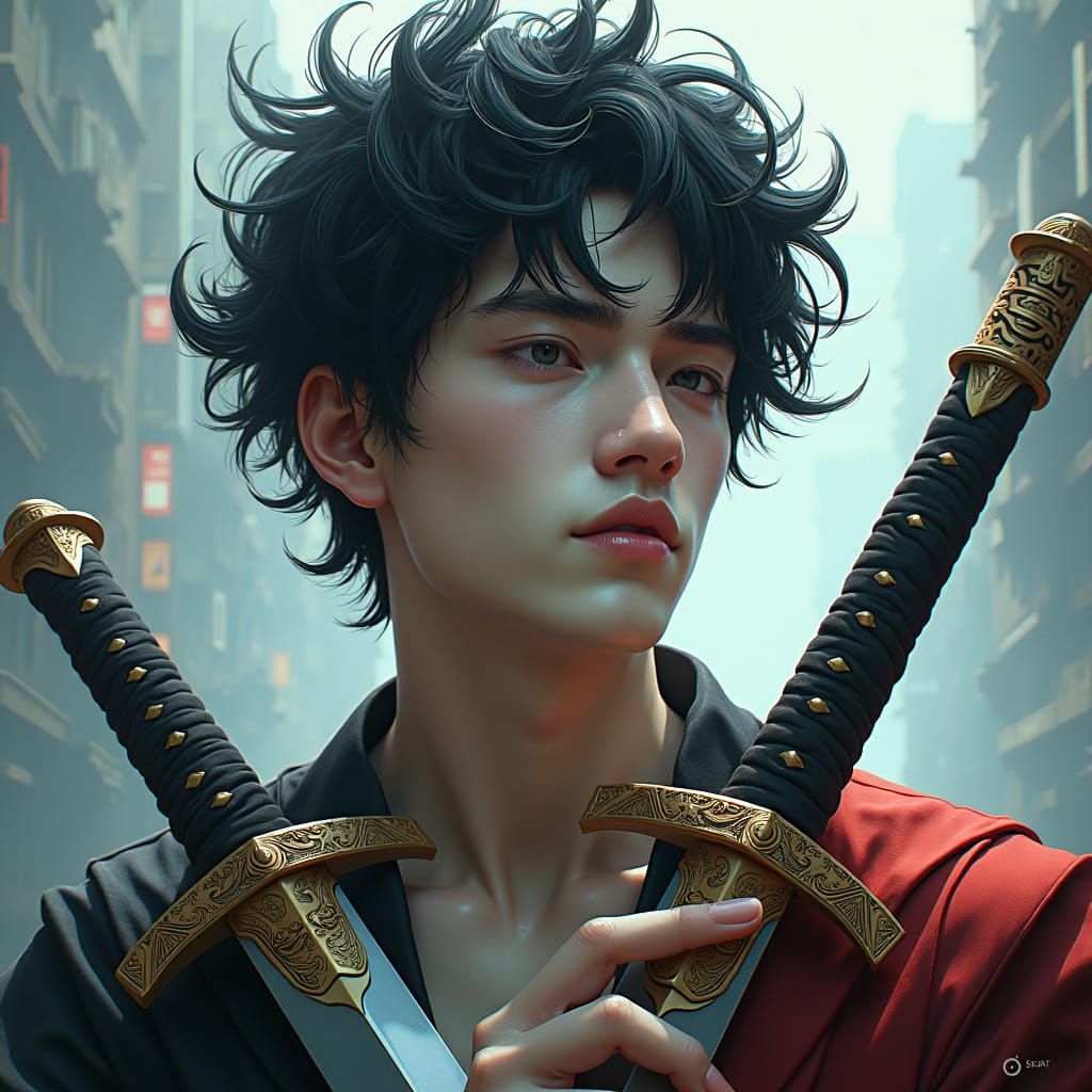 Cosmic Deity Portrait in Art Nouveau Style