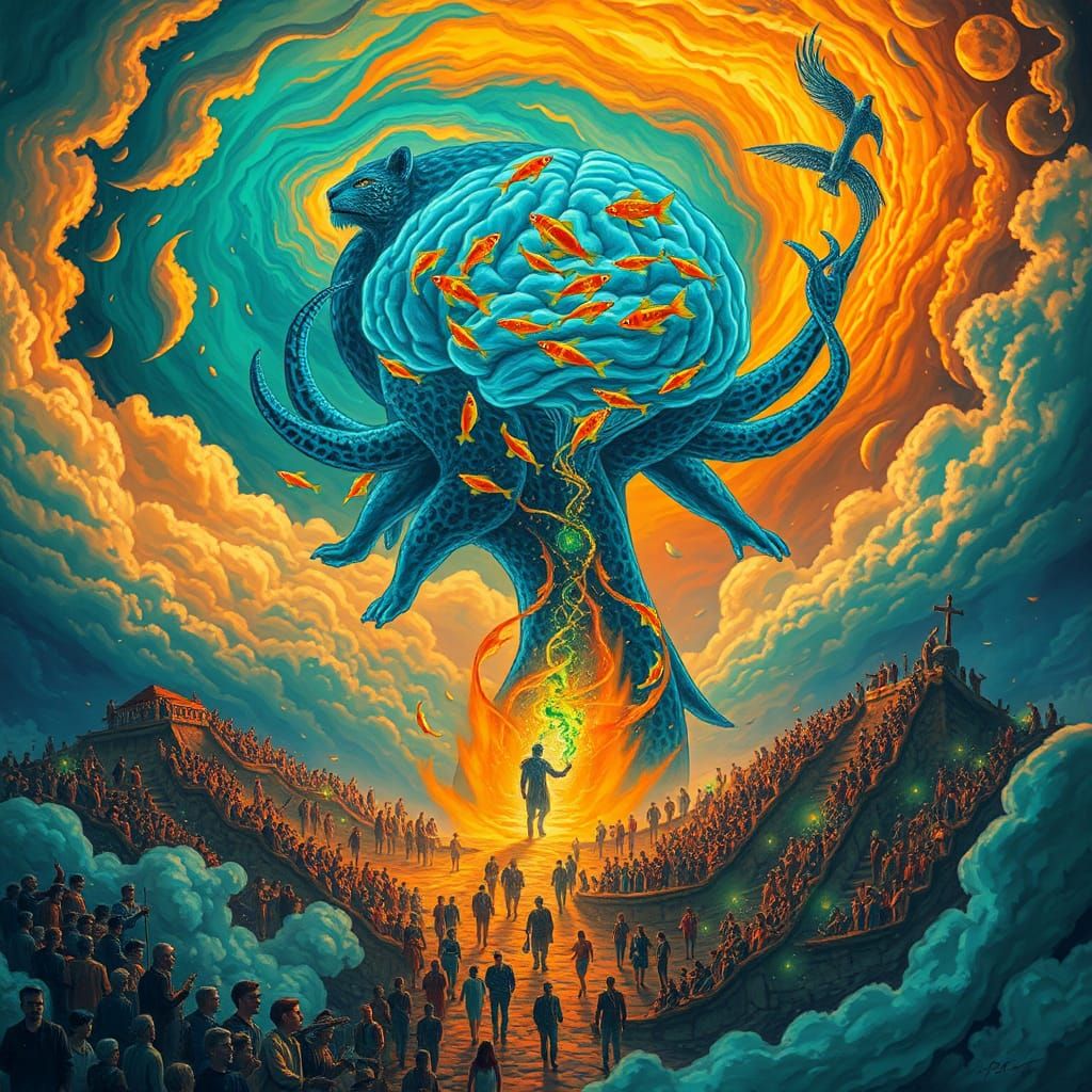 Celestial Shaman Receives Green Fire: Visionary Art