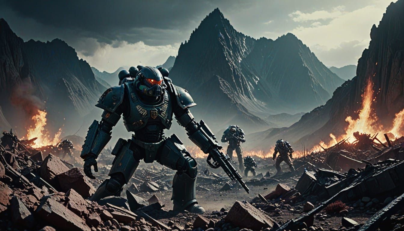 Space Marines Engage in Epic Battle on Desolate Alien World