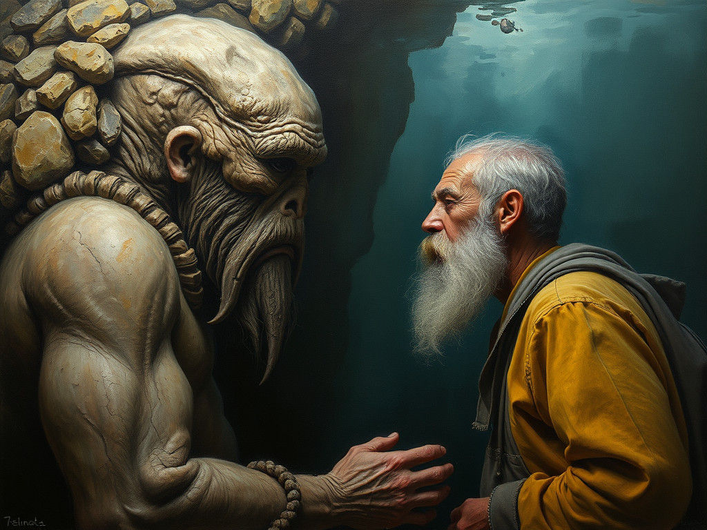 Human and Ummugrunt Conversation as Oil Painting